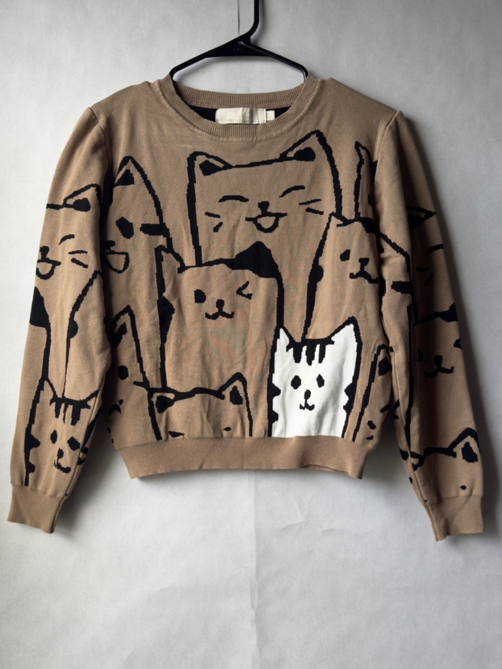 Kids Beige Cat Print Sweater size L